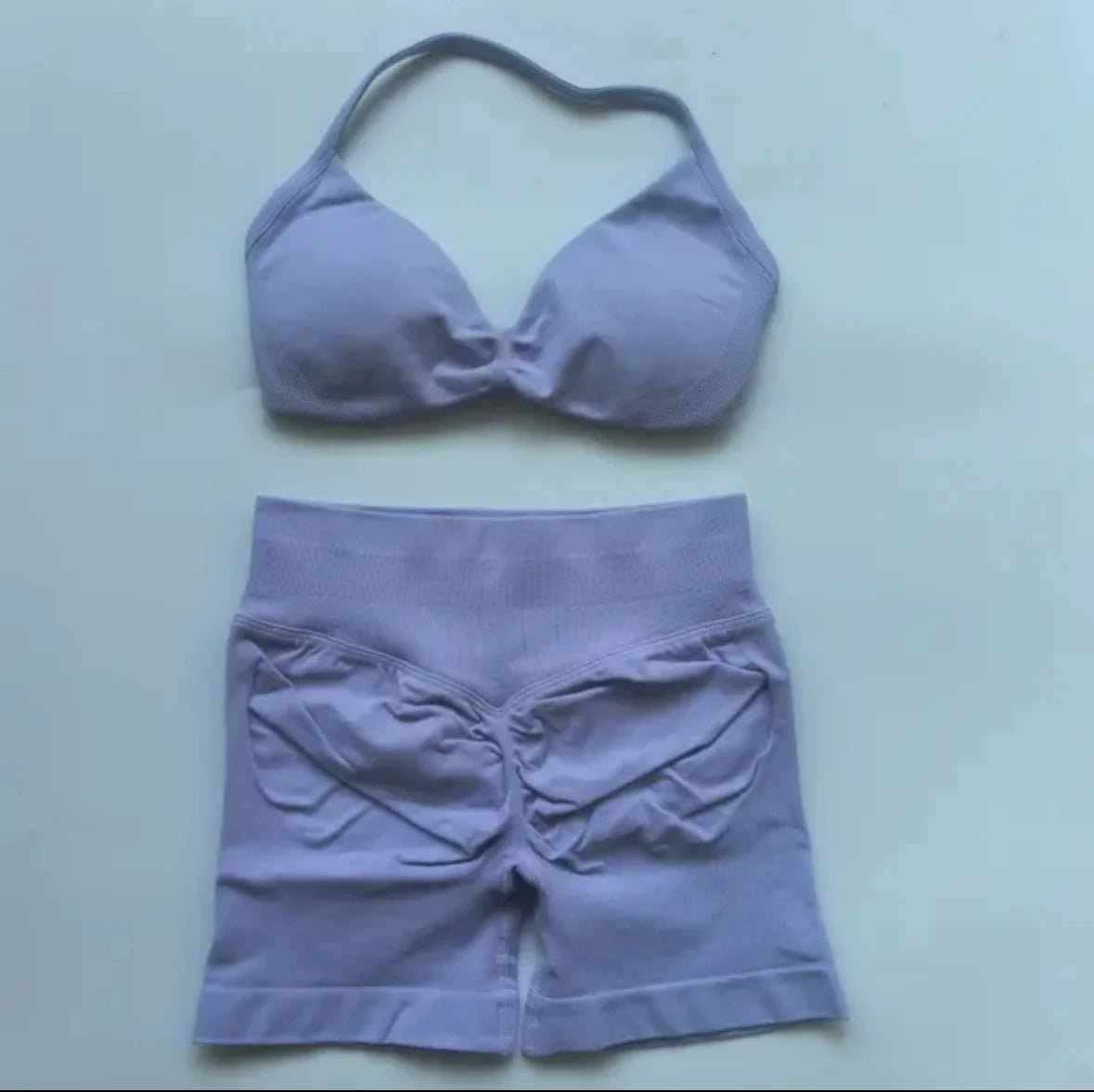 Yoga Gym Set 2 Piece Women Strappy Yoga Bra Top Workout Scrunch Shorts Sports Suit Fitness Clothes Seamless Yoga Set