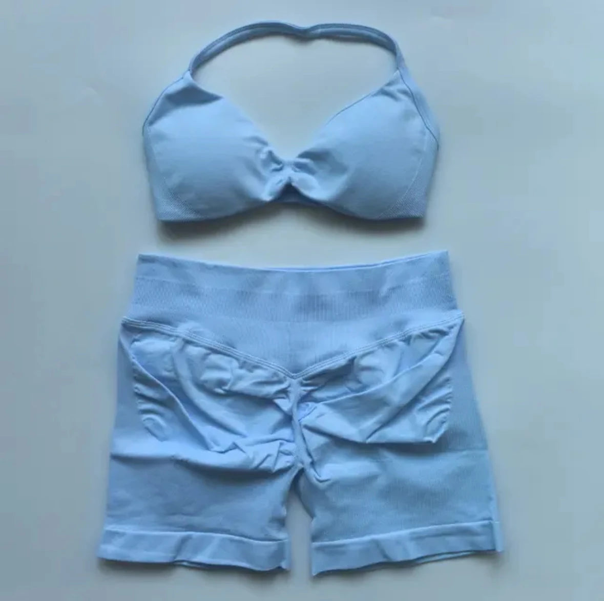 Yoga Gym Set 2 Piece Women Strappy Yoga Bra Top Workout Scrunch Shorts Sports Suit Fitness Clothes Seamless Yoga Set