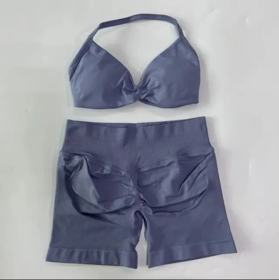 Yoga Gym Set 2 Piece Women Strappy Yoga Bra Top Workout Scrunch Shorts Sports Suit Fitness Clothes Seamless Yoga Set