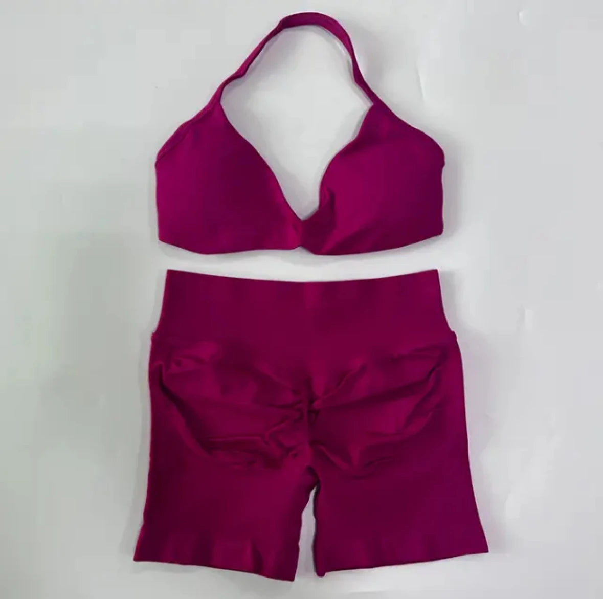 Yoga Gym Set 2 Piece Women Strappy Yoga Bra Top Workout Scrunch Shorts Sports Suit Fitness Clothes Seamless Yoga Set