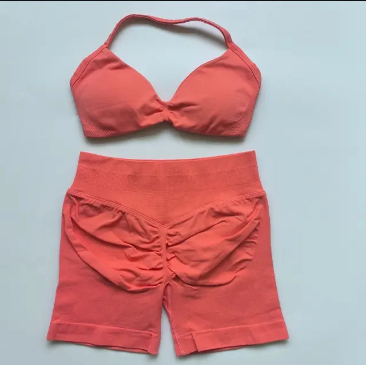 Yoga Gym Set 2 Piece Women Strappy Yoga Bra Top Workout Scrunch Shorts Sports Suit Fitness Clothes Seamless Yoga Set