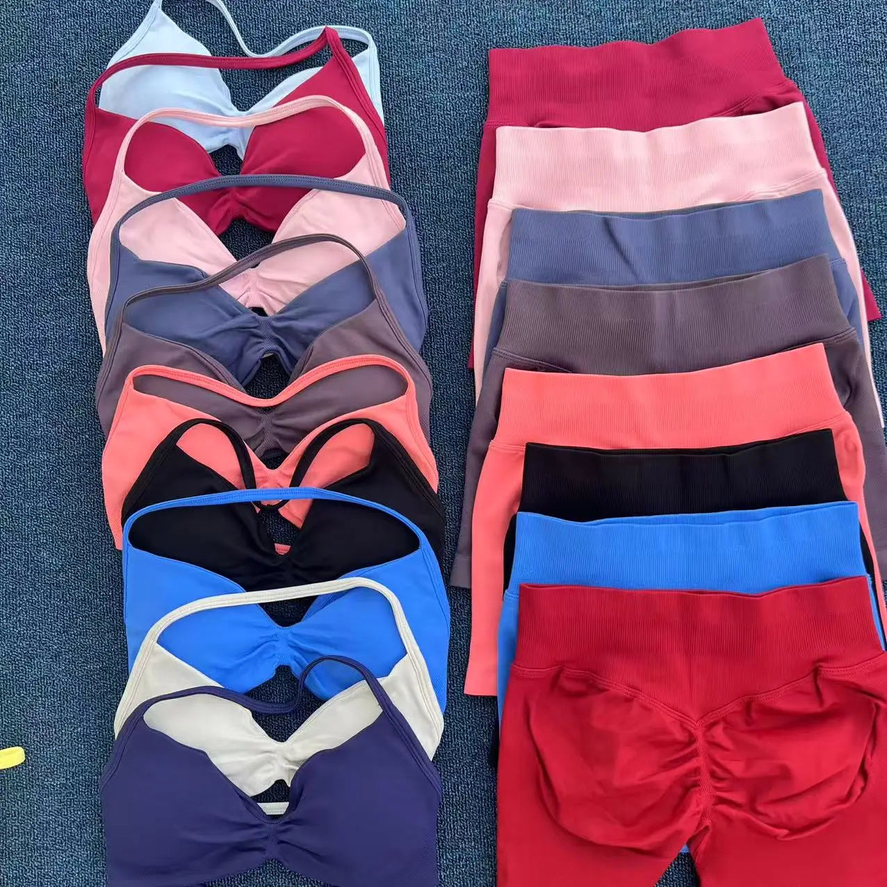 Yoga Gym Set 2 Piece Women Strappy Yoga Bra Top Workout Scrunch Shorts Sports Suit Fitness Clothes Seamless Yoga Set