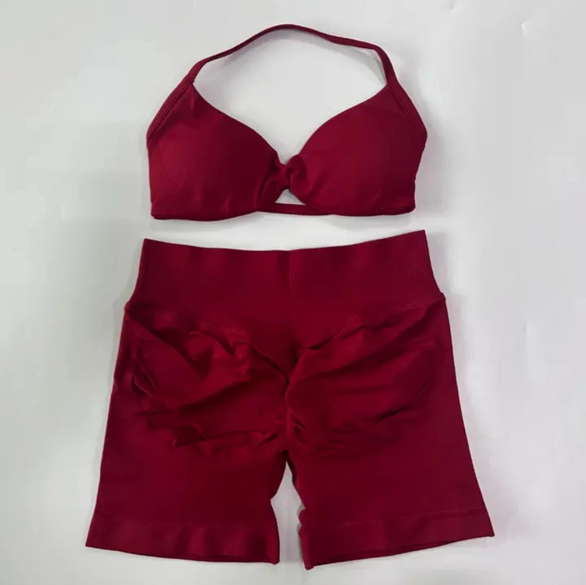 Yoga Gym Set 2 Piece Women Strappy Yoga Bra Top Workout Scrunch Shorts Sports Suit Fitness Clothes Seamless Yoga Set