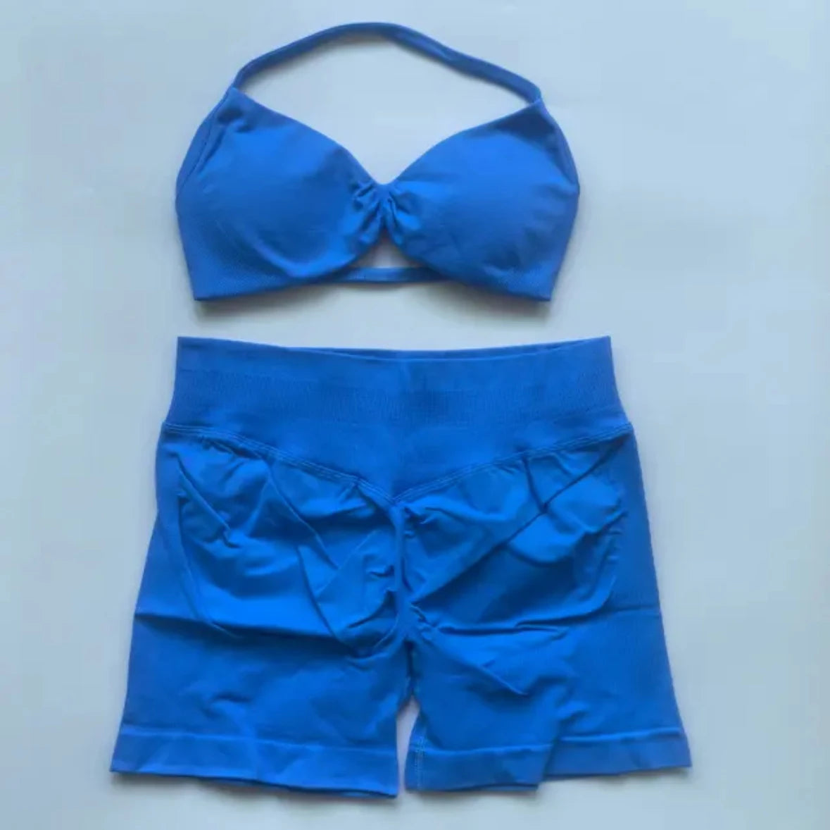 Yoga Gym Set 2 Piece Women Strappy Yoga Bra Top Workout Scrunch Shorts Sports Suit Fitness Clothes Seamless Yoga Set