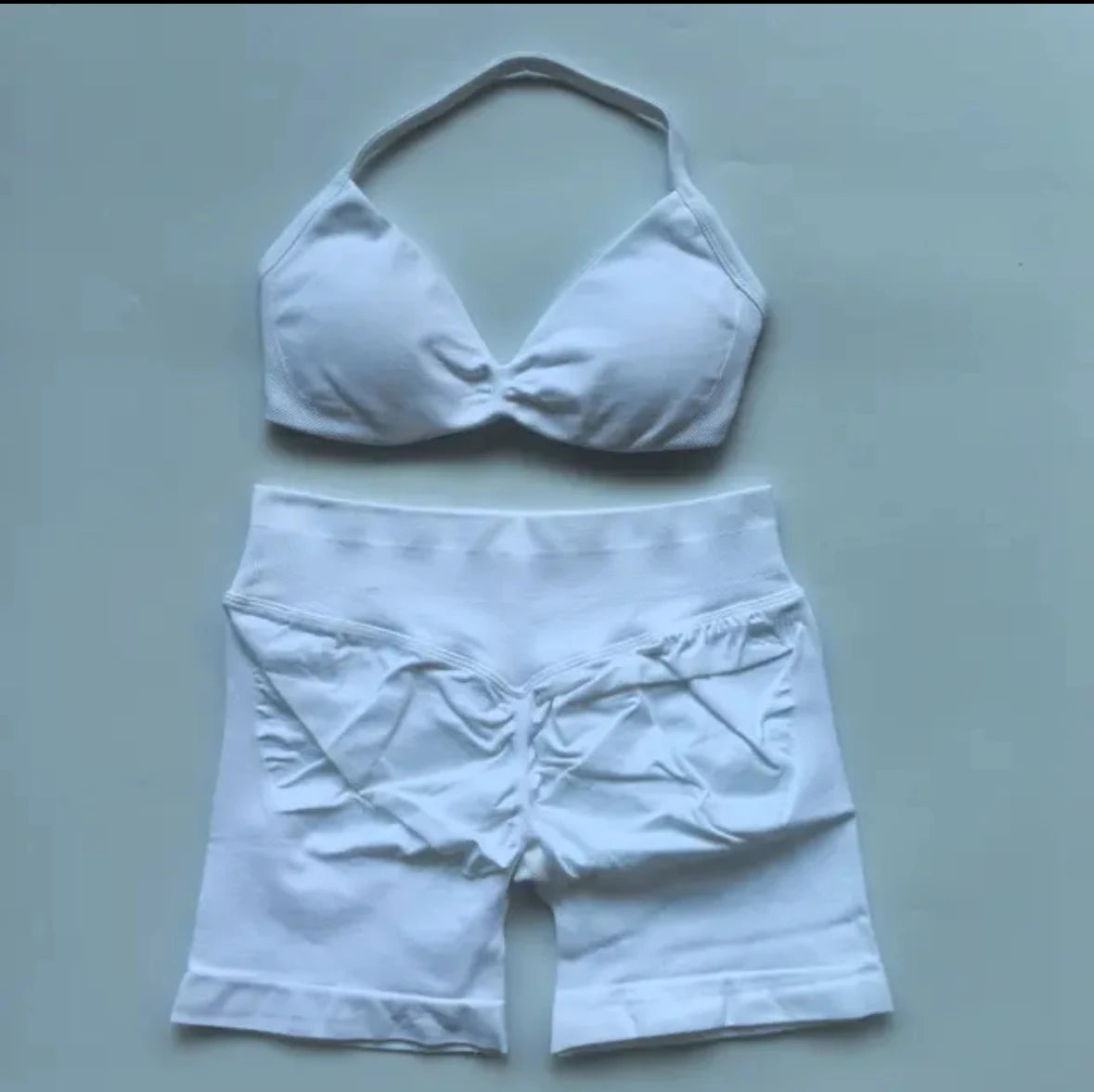 Yoga Gym Set 2 Piece Women Strappy Yoga Bra Top Workout Scrunch Shorts Sports Suit Fitness Clothes Seamless Yoga Set