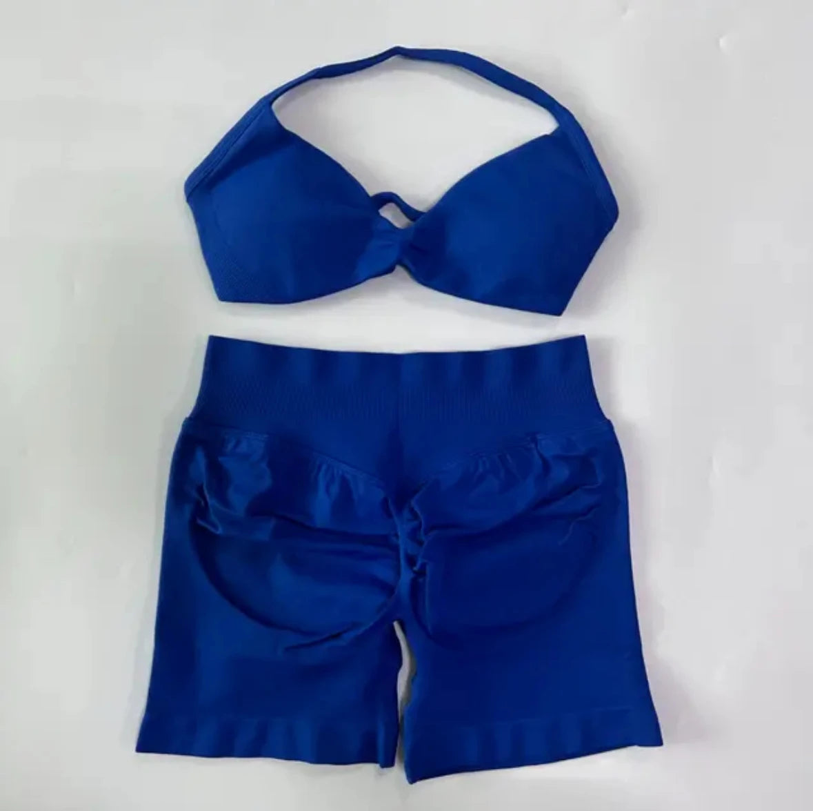 Yoga Gym Set 2 Piece Women Strappy Yoga Bra Top Workout Scrunch Shorts Sports Suit Fitness Clothes Seamless Yoga Set