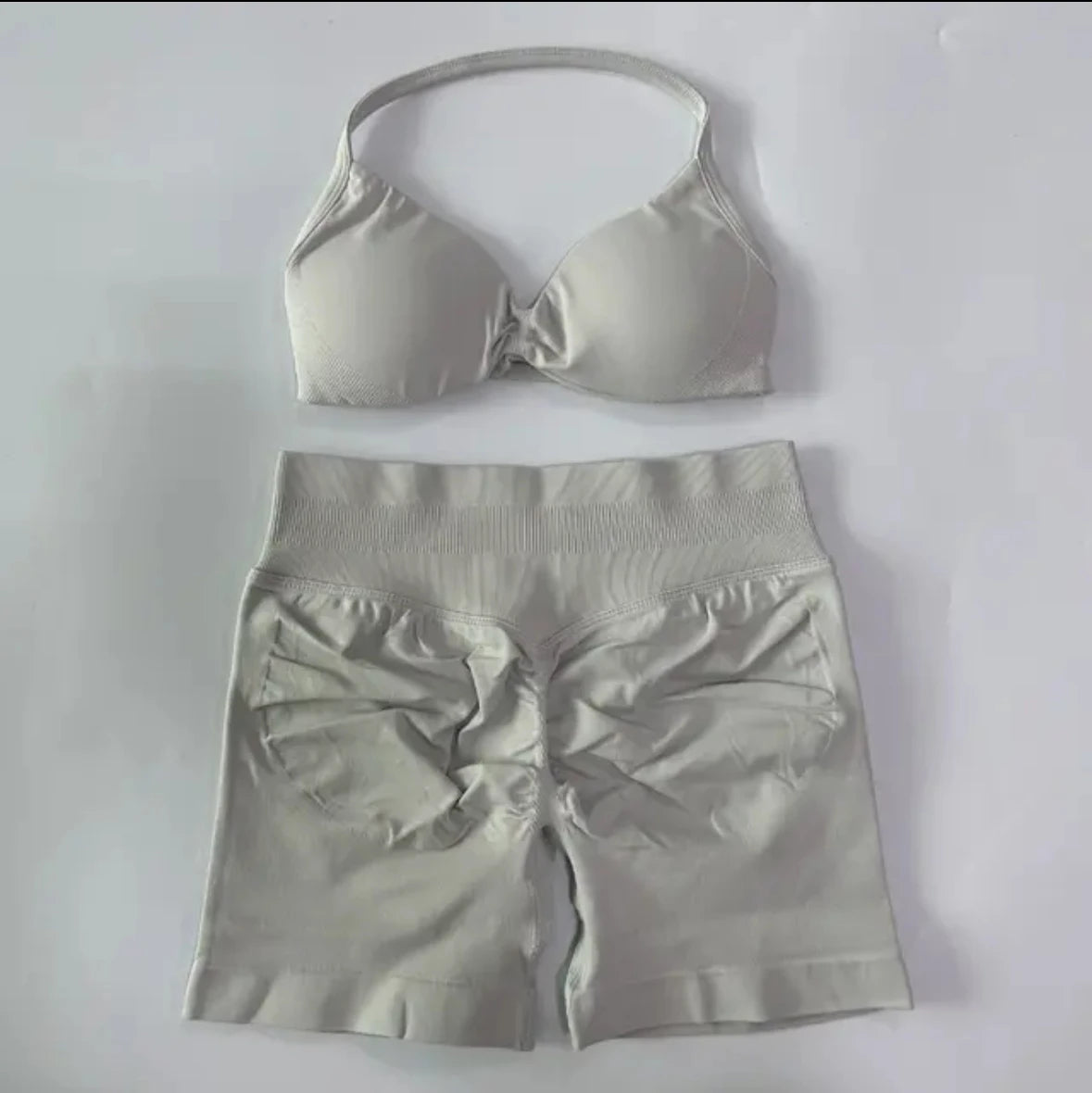 Yoga Gym Set 2 Piece Women Strappy Yoga Bra Top Workout Scrunch Shorts Sports Suit Fitness Clothes Seamless Yoga Set