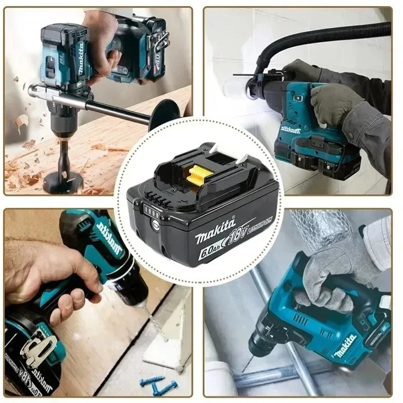 Authentic 100% Original 18V Makita 5Ah 6Ah 9Ah Rechargeable Battery for Electric Tool, Battery +charger+electric drill