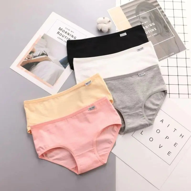 7Pcs/Lot Women Panties Cotton Underwear Breathable Soft Sexy Lingerie Female Briefs Girls Cute Solid Color Underpants Plus Size