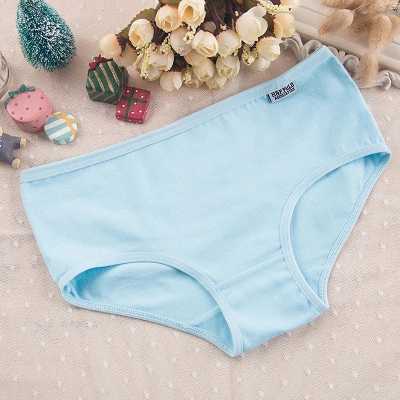 7Pcs/Lot Women Panties Cotton Underwear Breathable Soft Sexy Lingerie Female Briefs Girls Cute Solid Color Underpants Plus Size