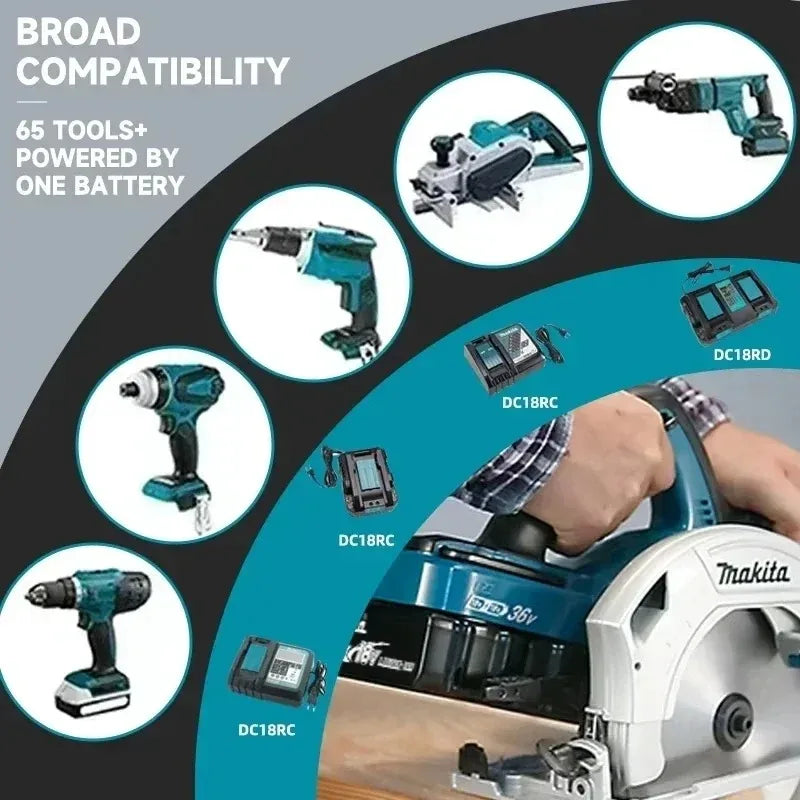 Authentic 100% Original 18V Makita 5Ah 6Ah 9Ah Rechargeable Battery for Electric Tool, Battery +charger+electric drill