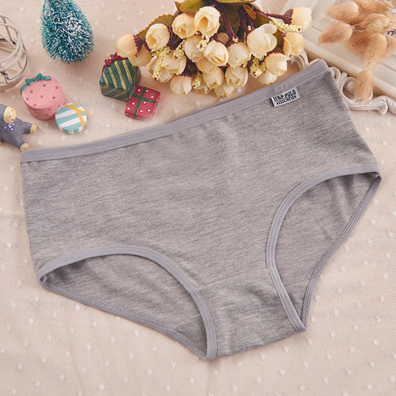 7Pcs/Lot Women Panties Cotton Underwear Breathable Soft Sexy Lingerie Female Briefs Girls Cute Solid Color Underpants Plus Size