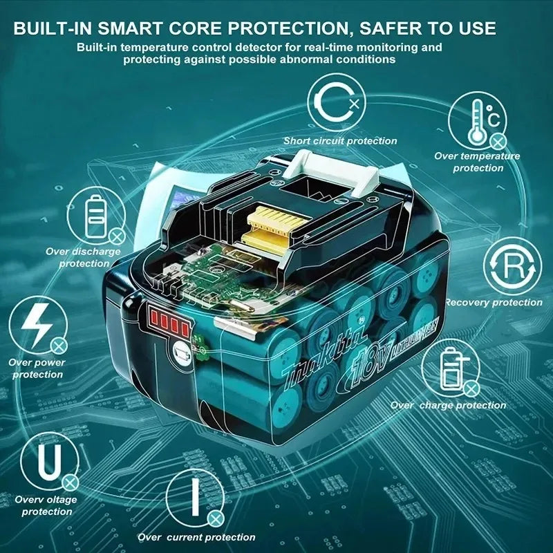 Authentic 100% Original 18V Makita 5Ah 6Ah 9Ah Rechargeable Battery for Electric Tool, Battery +charger+electric drill