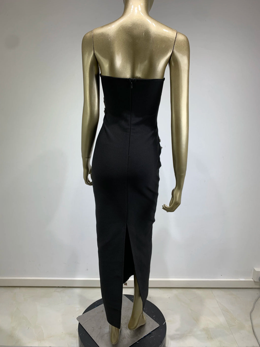 New Women Celebrity Sexy Strapless Backless Diamonds Black Maxi Long Bodycon Bandage Dress 2024 Elegant Evening Club Party Dress