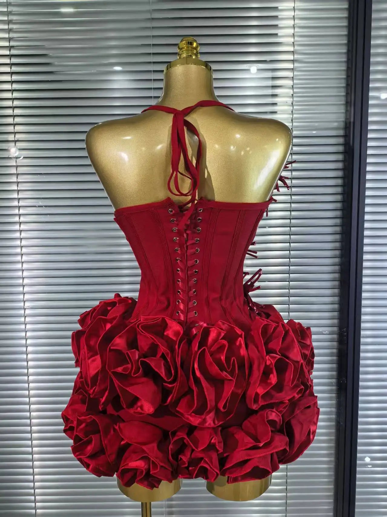 High Quality Black Red Women Sexy Halter Full Florals 2 Pieces Set Bodycon Mini Bandage Dress Celebrate Nightclub Party Wear