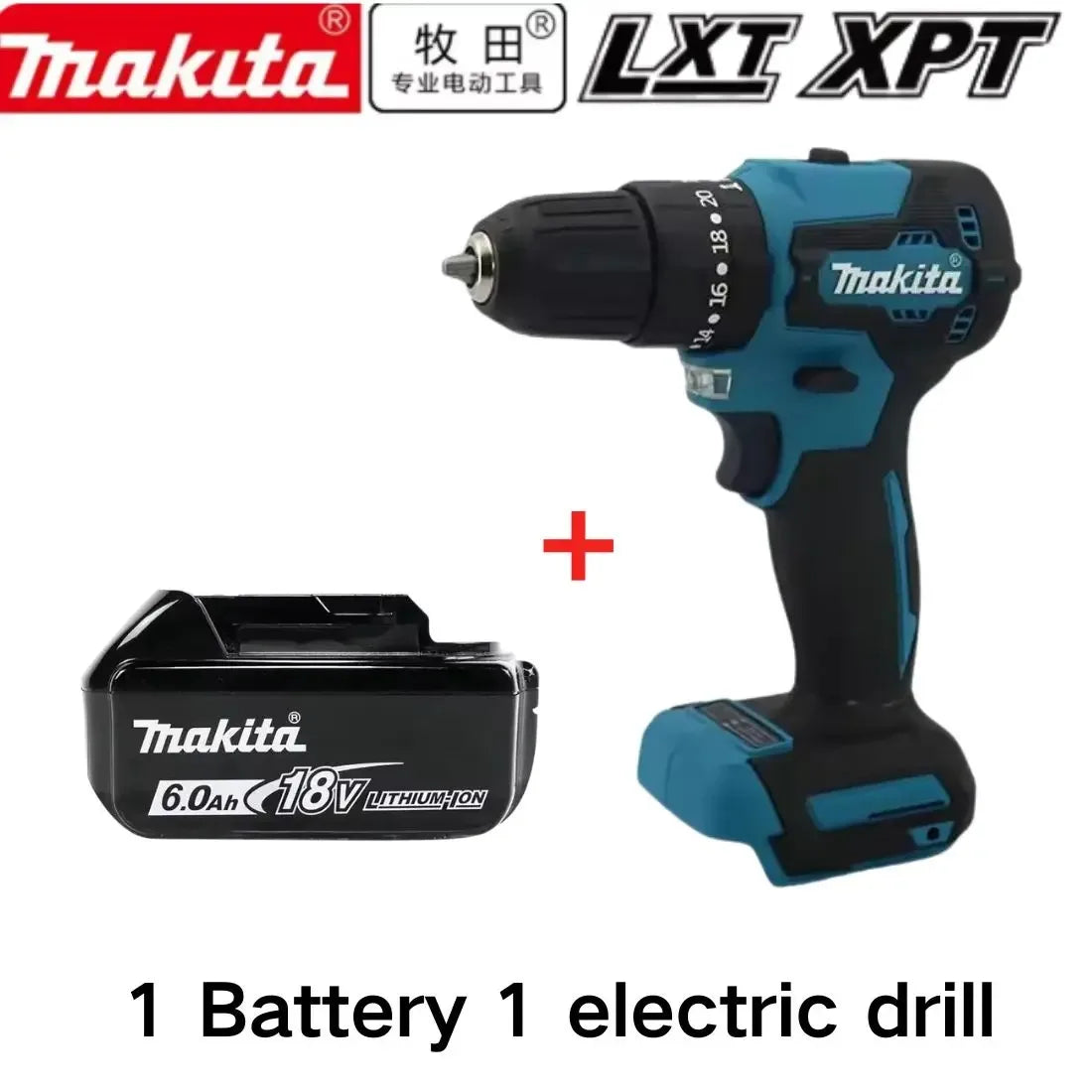 Authentic 100% Original 18V Makita 5Ah 6Ah 9Ah Rechargeable Battery for Electric Tool, Battery +charger+electric drill