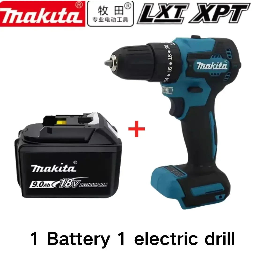 Authentic 100% Original 18V Makita 5Ah 6Ah 9Ah Rechargeable Battery for Electric Tool, Battery +charger+electric drill