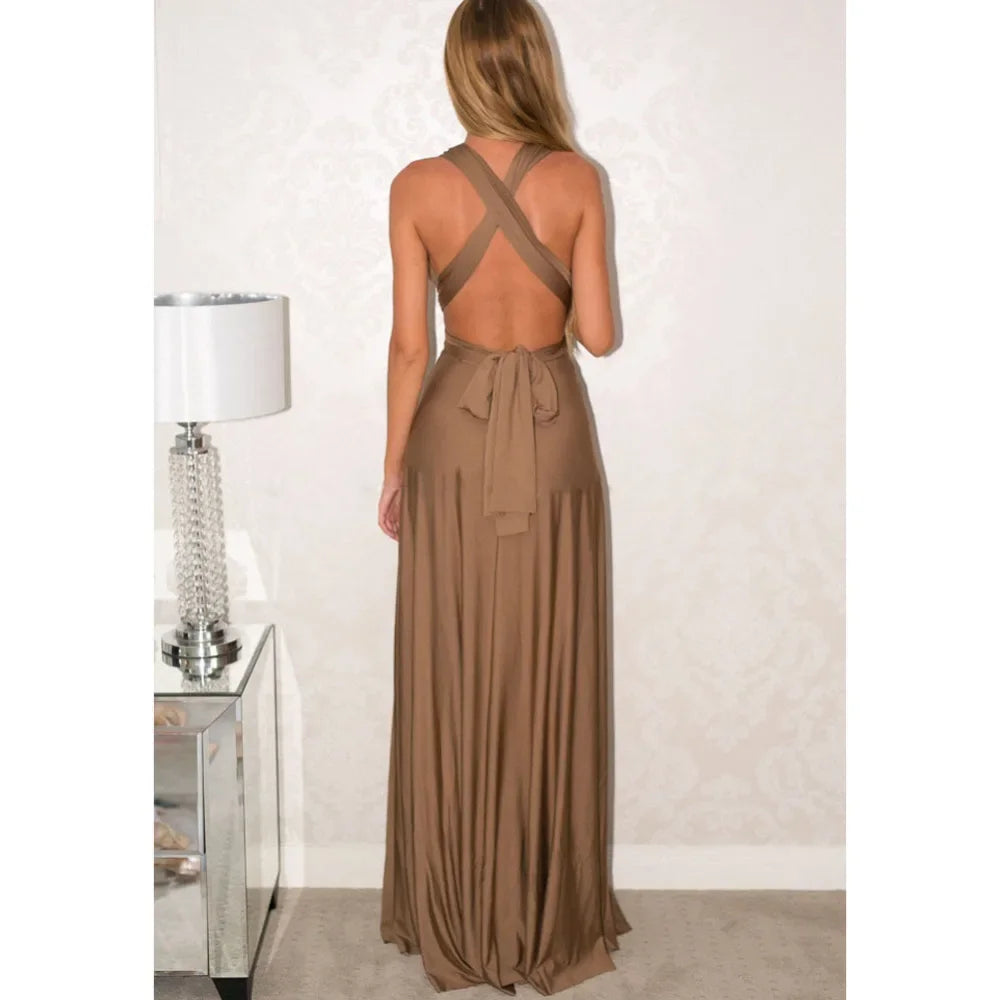 Sexy Fashion BandageLong Dresses Women Girl Summer Boho Female Red Long Dresses Fashion Multi Rope Bandage Drersses for Party