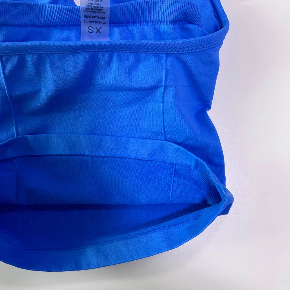 No Logo 2Pcs Gym Set Women Backless Tank Tops High Waist Scrunch Seamless Shorts Gym Suit Fitness Clothes Activewear Workout Set