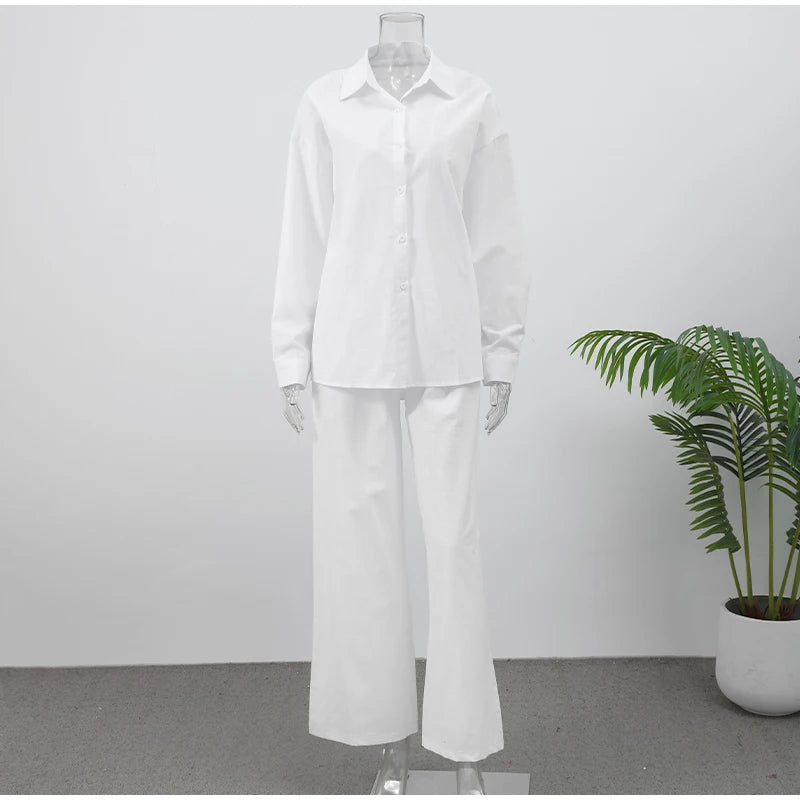 Women Casual Brown Cotton Linen Shirt Pants Suit Fashion Single Breasted Blouses Elastic Waist Pant Set 2025 Spring Loose Outfit