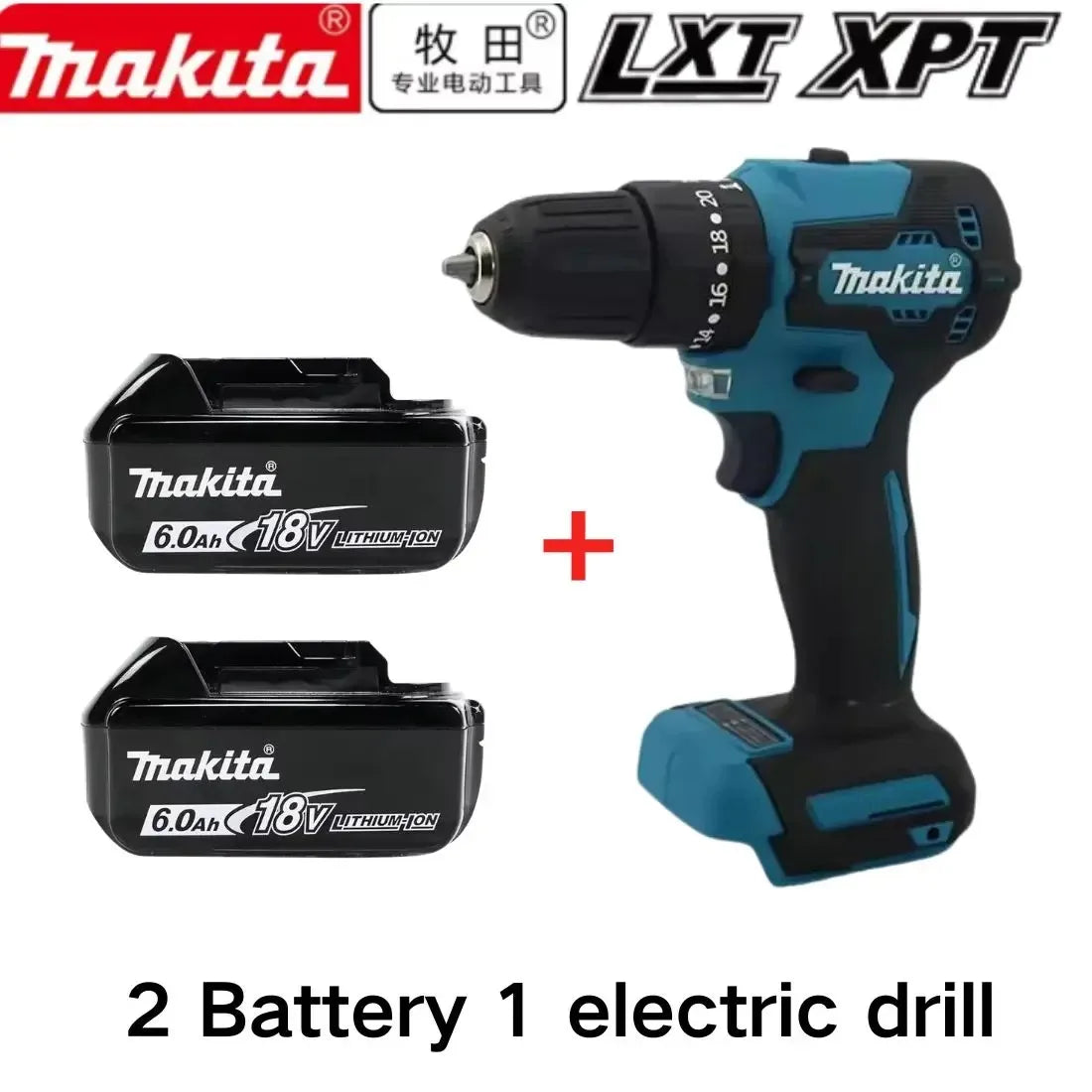 Authentic 100% Original 18V Makita 5Ah 6Ah 9Ah Rechargeable Battery for Electric Tool, Battery +charger+electric drill