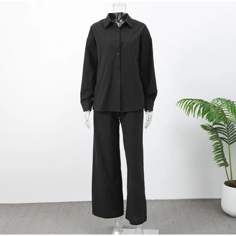 Women Casual Brown Cotton Linen Shirt Pants Suit Fashion Single Breasted Blouses Elastic Waist Pant Set 2025 Spring Loose Outfit