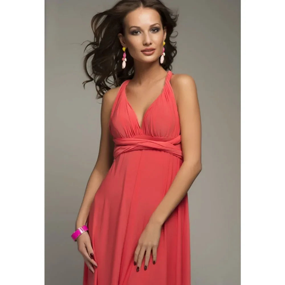 Sexy Fashion BandageLong Dresses Women Girl Summer Boho Female Red Long Dresses Fashion Multi Rope Bandage Drersses for Party