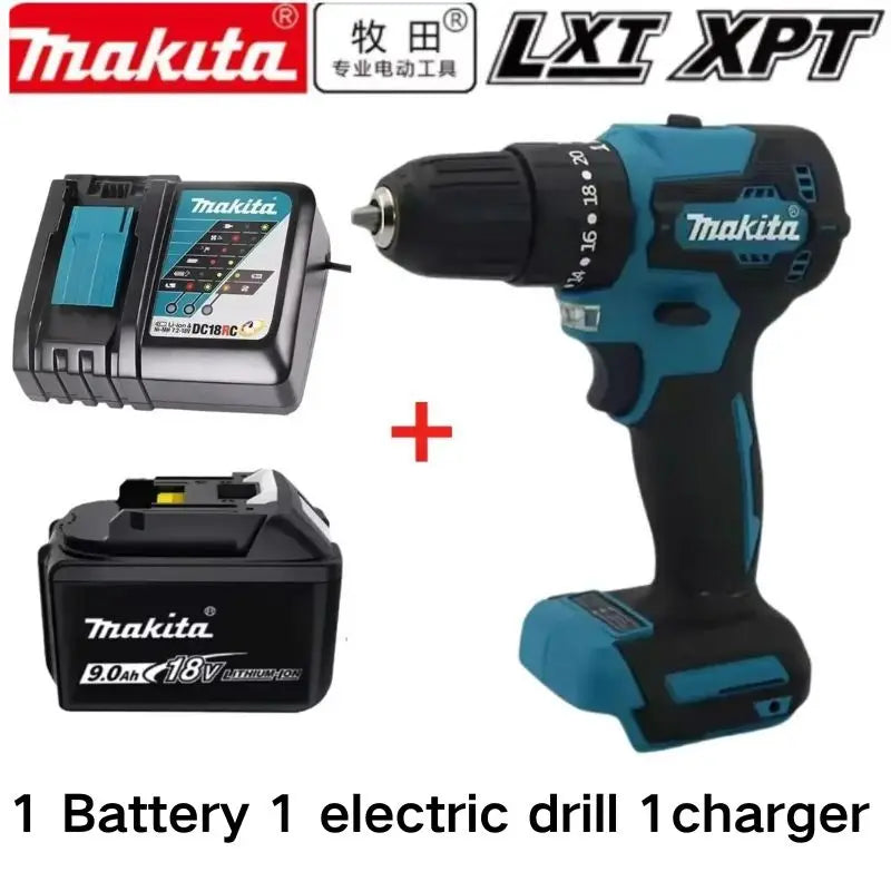 Authentic 100% Original 18V Makita 5Ah 6Ah 9Ah Rechargeable Battery for Electric Tool, Battery +charger+electric drill