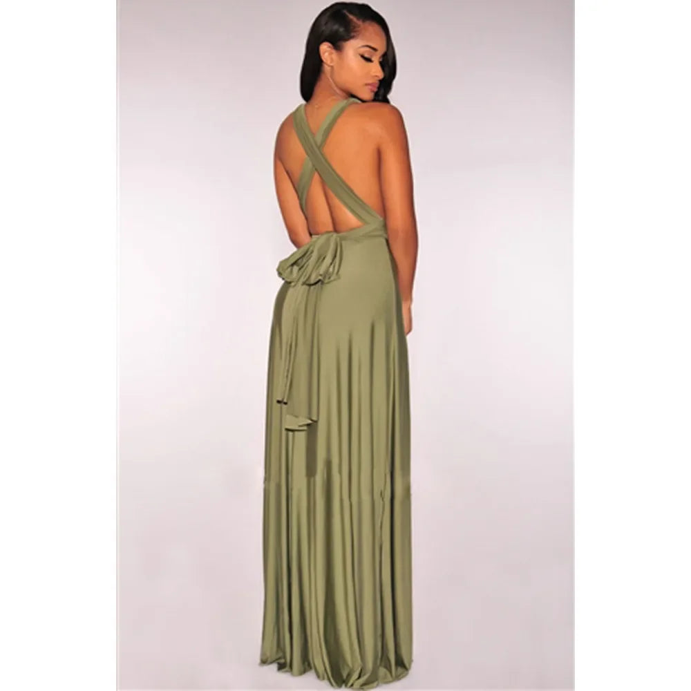 Sexy Fashion BandageLong Dresses Women Girl Summer Boho Female Red Long Dresses Fashion Multi Rope Bandage Drersses for Party