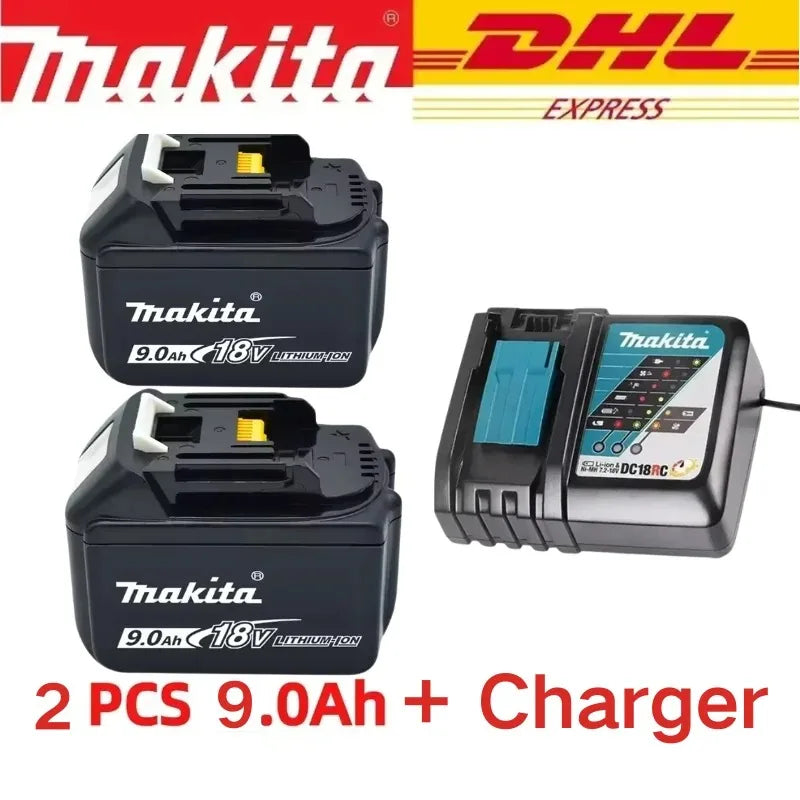 Authentic 100% Original 18V Makita 5Ah 6Ah 9Ah Rechargeable Battery for Electric Tool, Battery +charger+electric drill