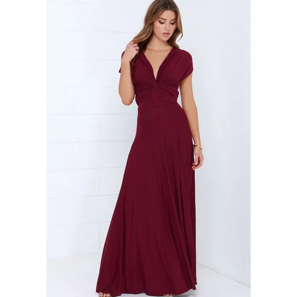 Sexy Fashion BandageLong Dresses Women Girl Summer Boho Female Red Long Dresses Fashion Multi Rope Bandage Drersses for Party