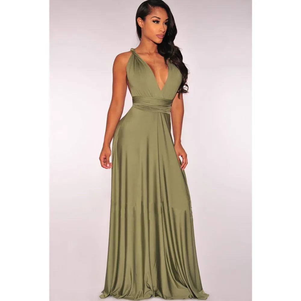 Sexy Fashion BandageLong Dresses Women Girl Summer Boho Female Red Long Dresses Fashion Multi Rope Bandage Drersses for Party