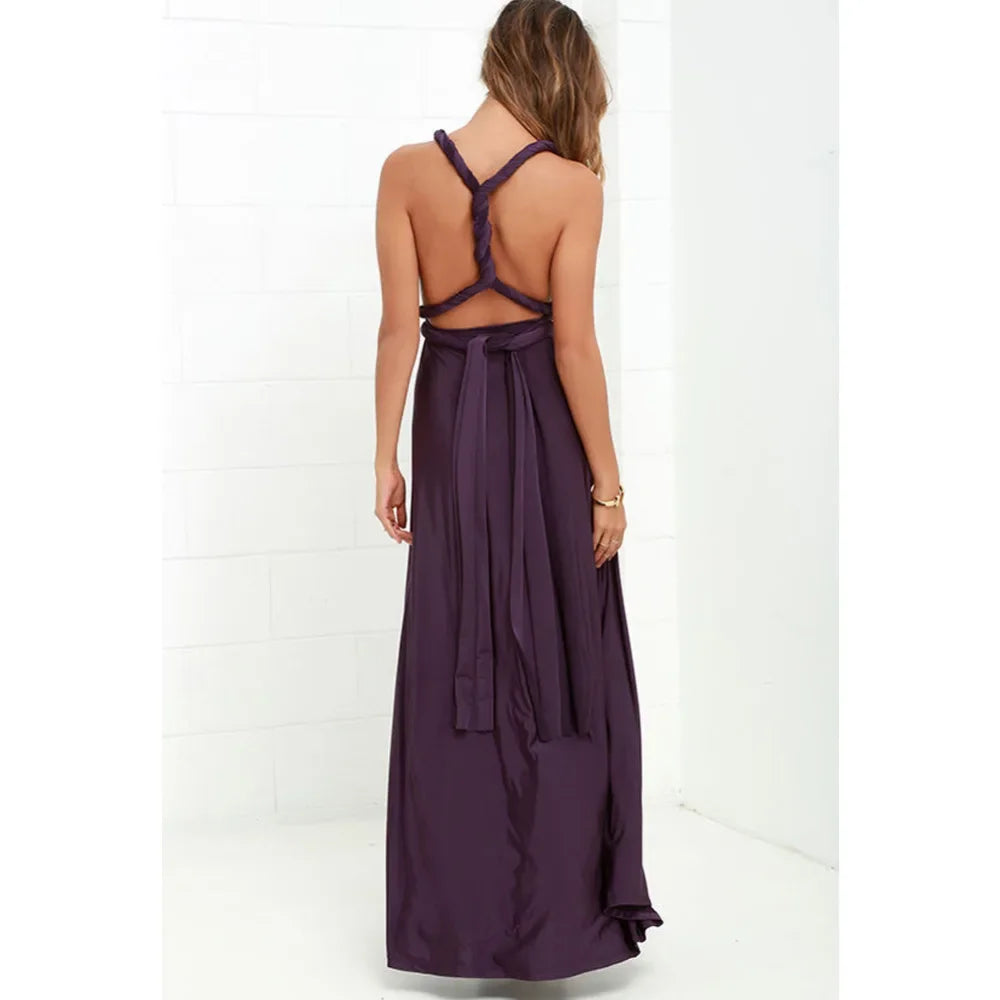 Sexy Fashion BandageLong Dresses Women Girl Summer Boho Female Red Long Dresses Fashion Multi Rope Bandage Drersses for Party