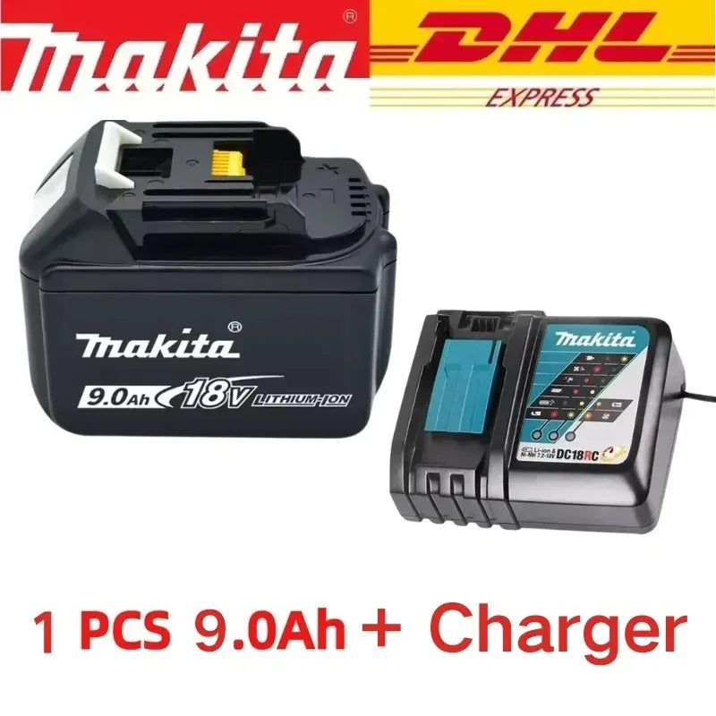 Authentic 100% Original 18V Makita 5Ah 6Ah 9Ah Rechargeable Battery for Electric Tool, Battery +charger+electric drill