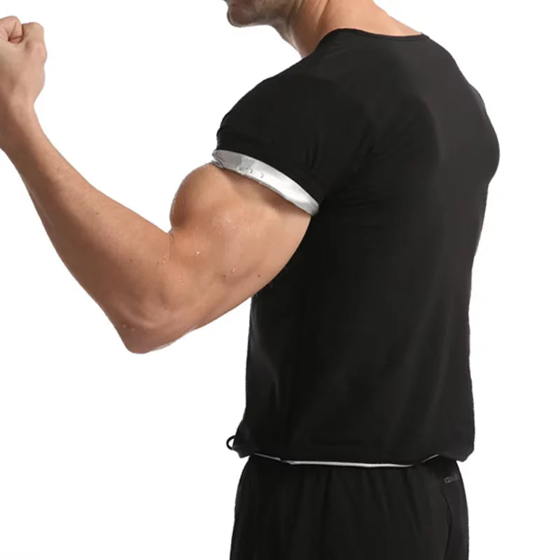 Men Sauna Sweat Short Sleeve Heat Trapping Shirts Sauna Suits Fitness Sweat Waist Slimming Shaper Workout Compression Shirt