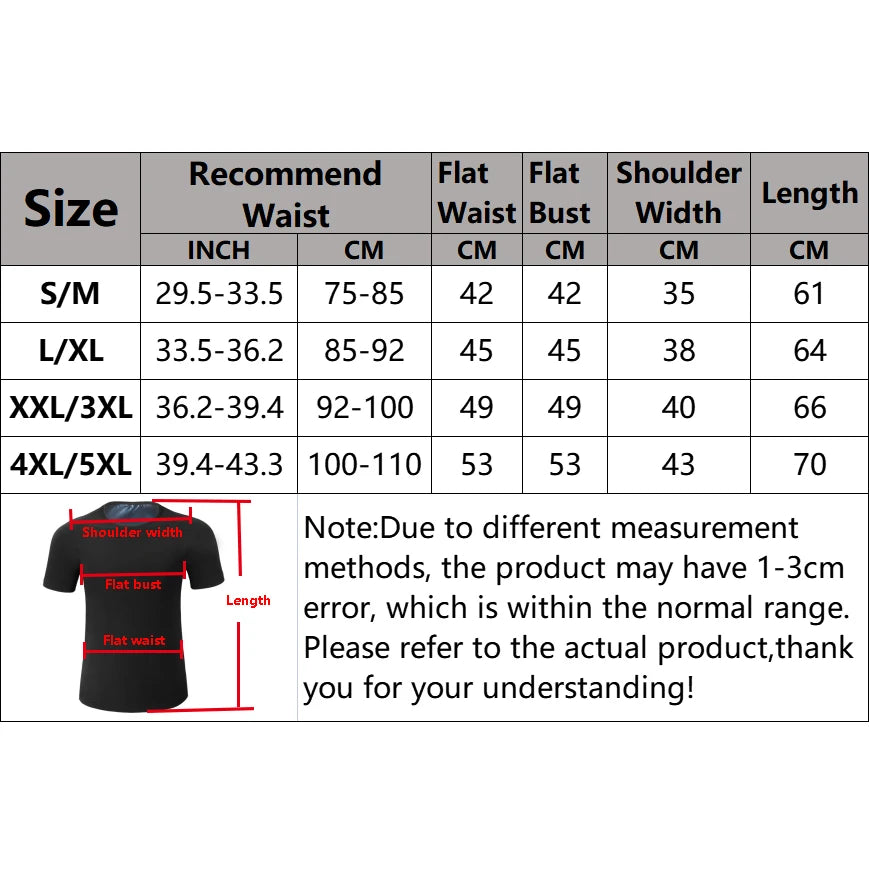 Men Sauna Sweat Short Sleeve Heat Trapping Shirts Sauna Suits Fitness Sweat Waist Slimming Shaper Workout Compression Shirt
