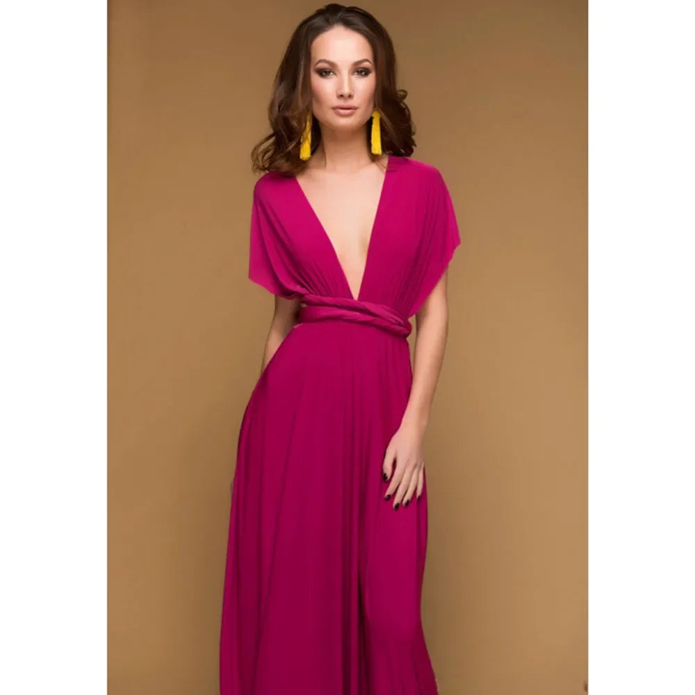 Sexy Fashion BandageLong Dresses Women Girl Summer Boho Female Red Long Dresses Fashion Multi Rope Bandage Drersses for Party