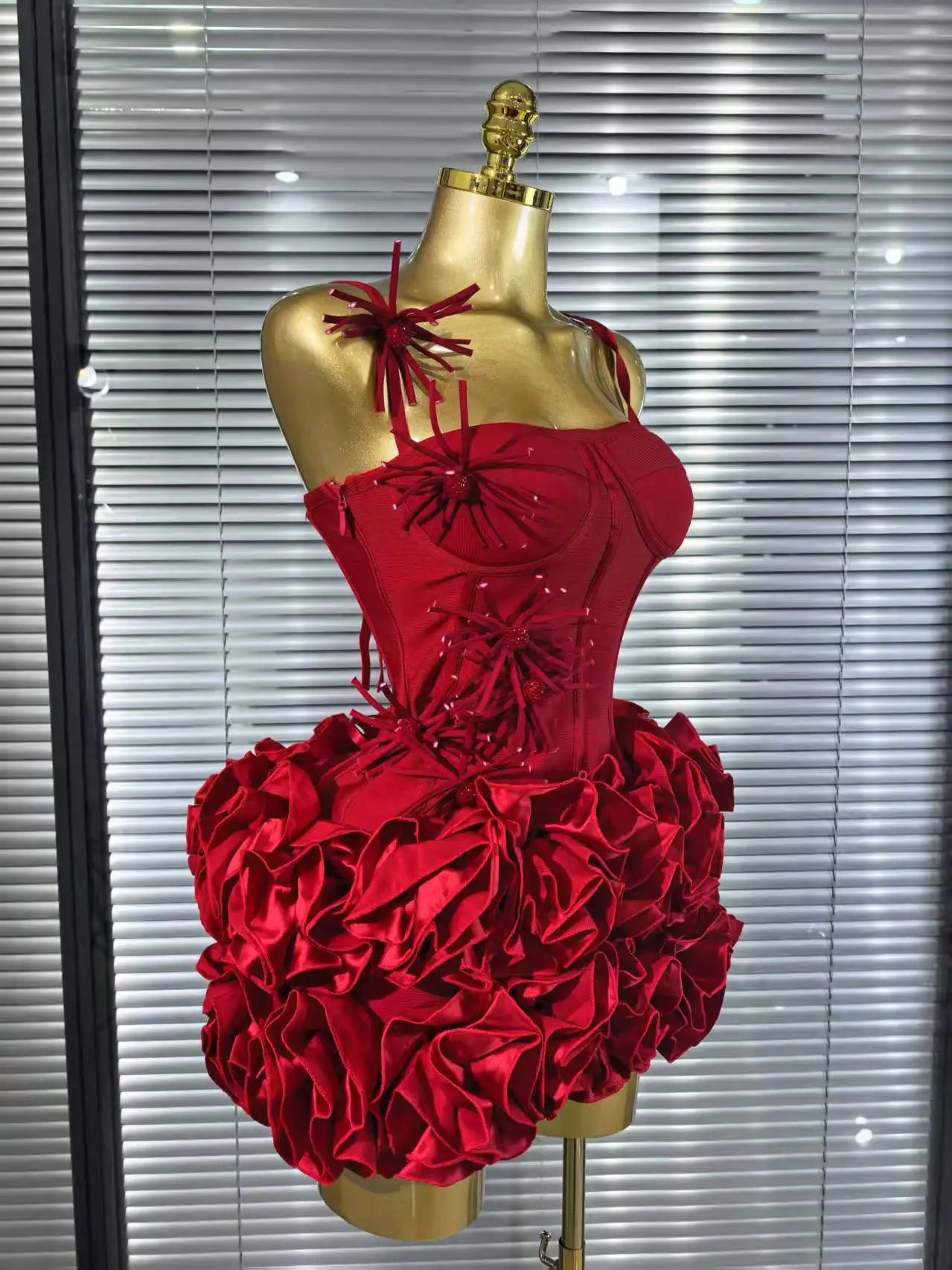 High Quality Black Red Women Sexy Halter Full Florals 2 Pieces Set Bodycon Mini Bandage Dress Celebrate Nightclub Party Wear