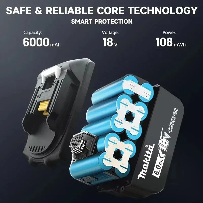 Authentic 100% Original 18V Makita 5Ah 6Ah 9Ah Rechargeable Battery for Electric Tool, Battery +charger+electric drill