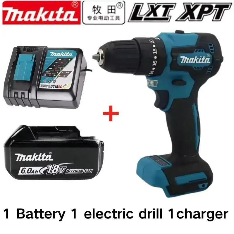 Authentic 100% Original 18V Makita 5Ah 6Ah 9Ah Rechargeable Battery for Electric Tool, Battery +charger+electric drill